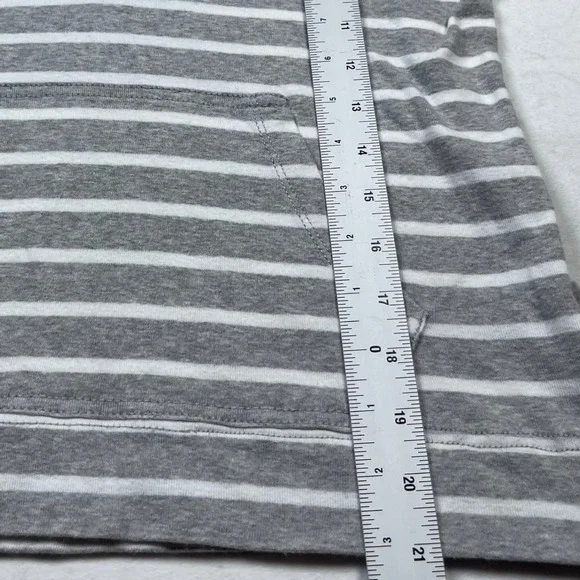 Lauren Ralph Lauren Striped Hoodie Pullover Henley Pocket Gray White Size S - Picture 9 of 11